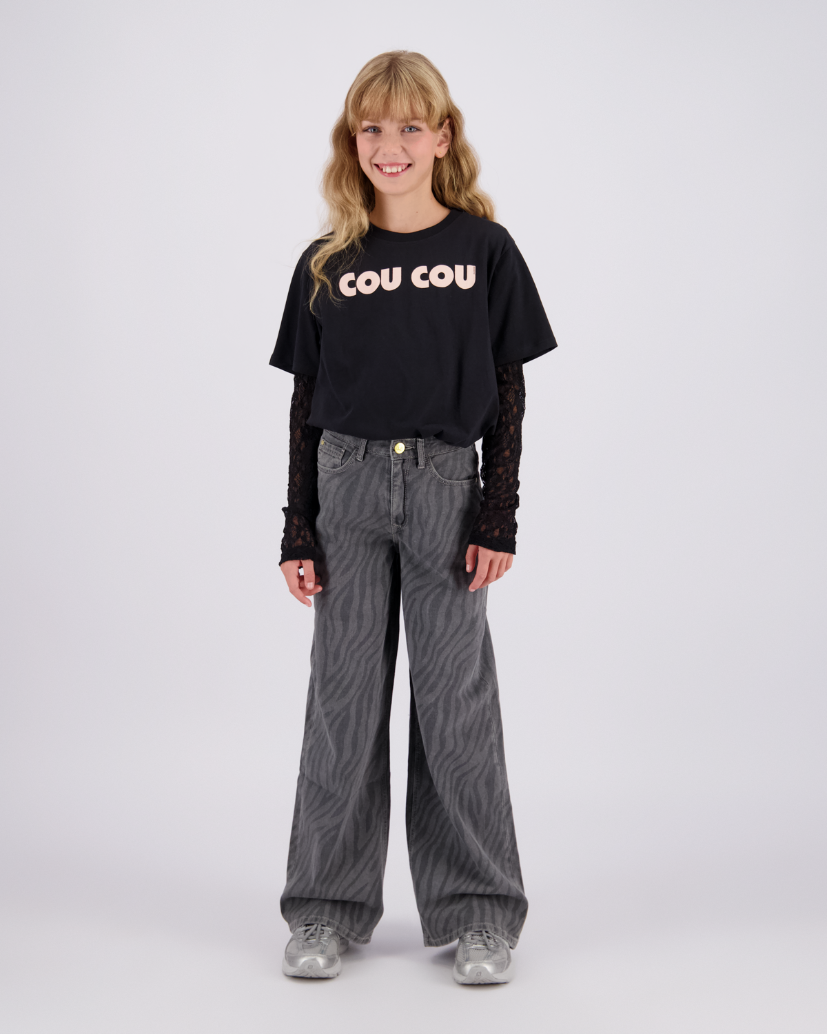 Mädchen Extra Wide Leg Jeans Monaco Zebra