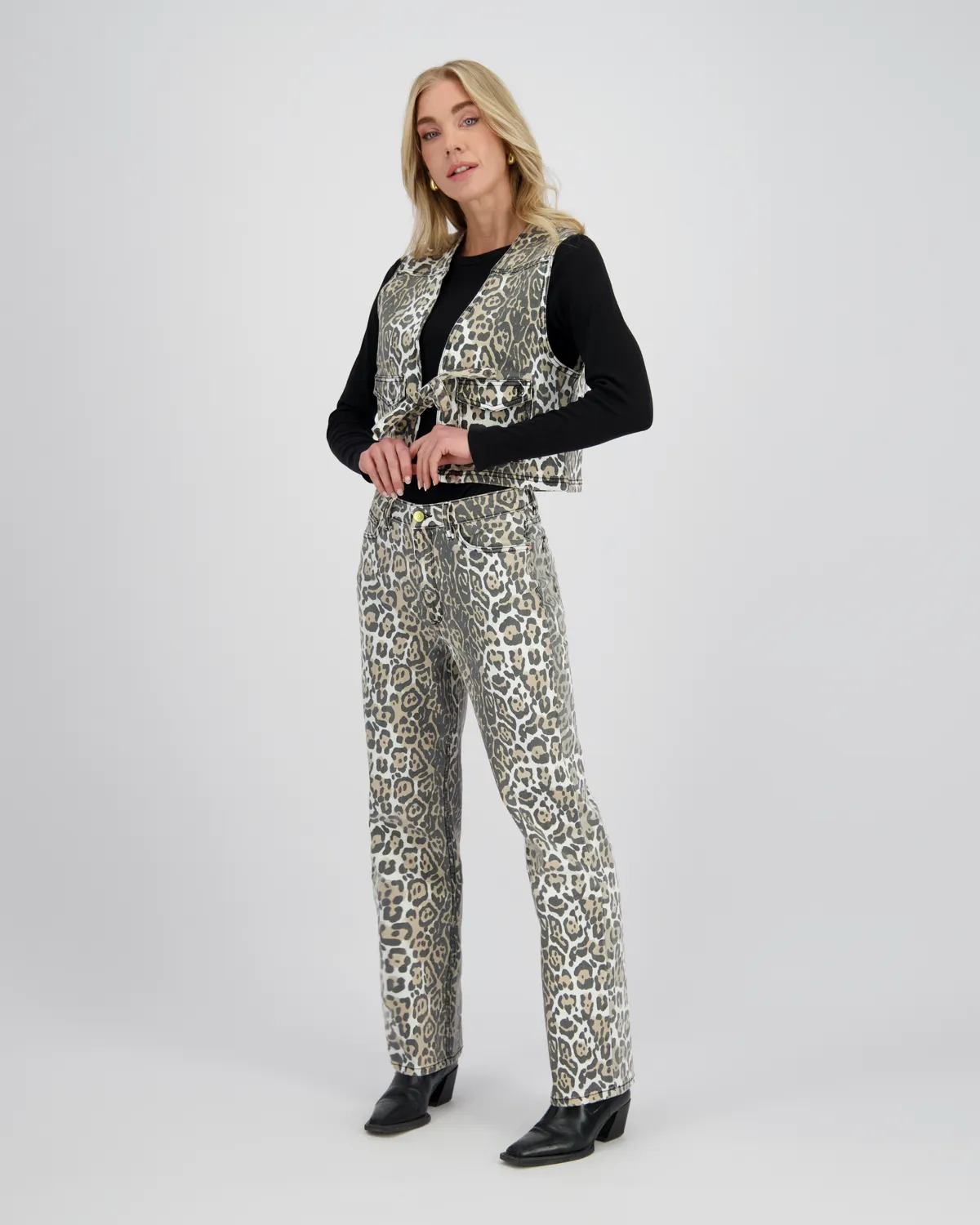 Meisje Gilet Fawn Leopard | Bruin