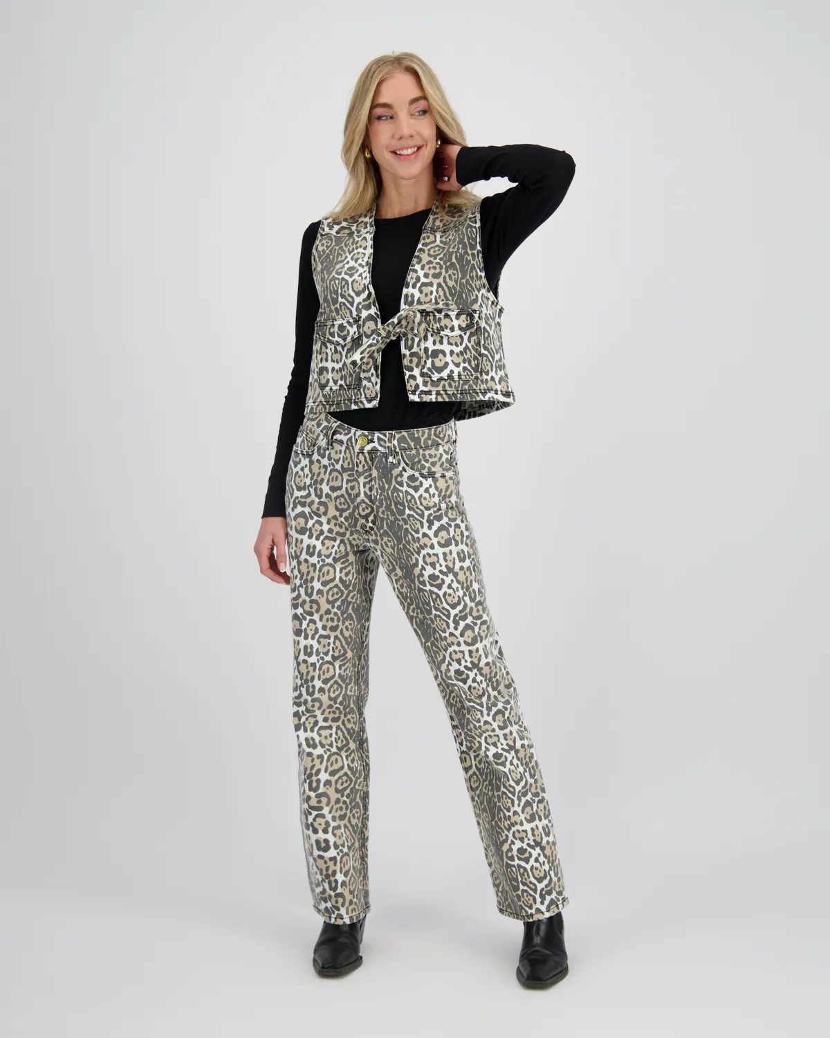 Meisje Gilet Fawn Leopard | Bruin