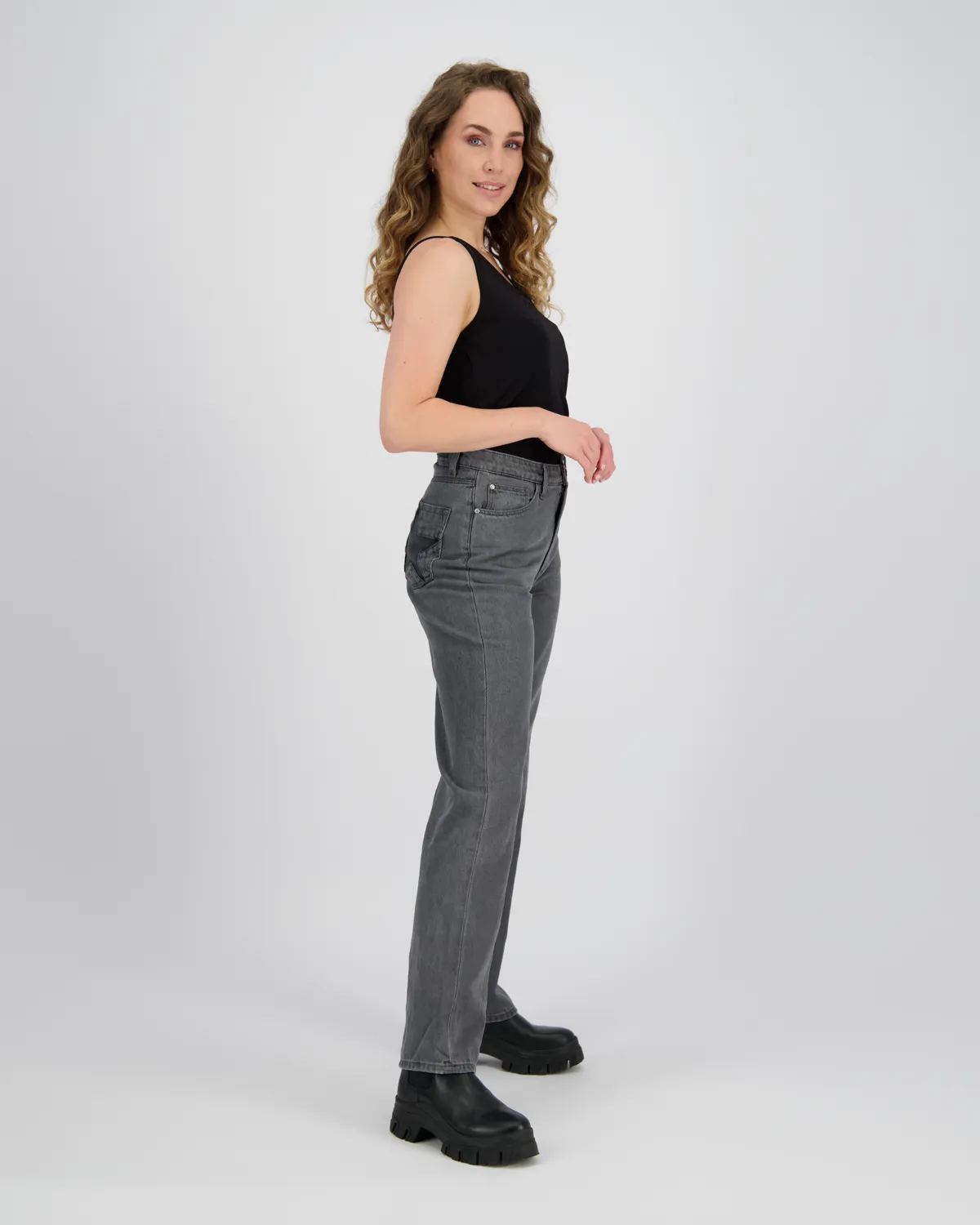 Meisje Straight Jeans Savanna Star | Grijs